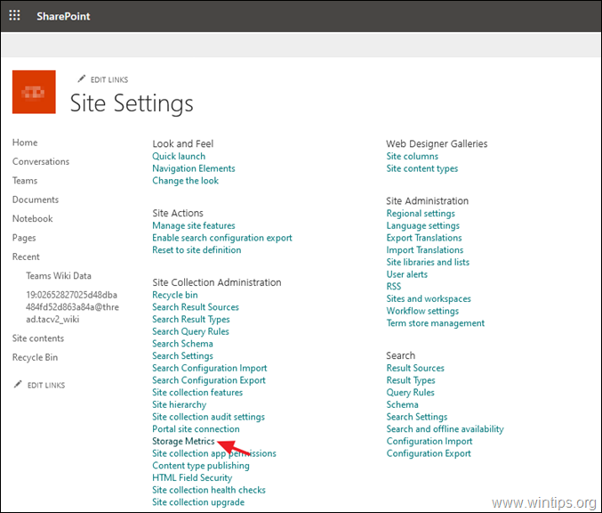 Metrik Penyimpanan SharePoint