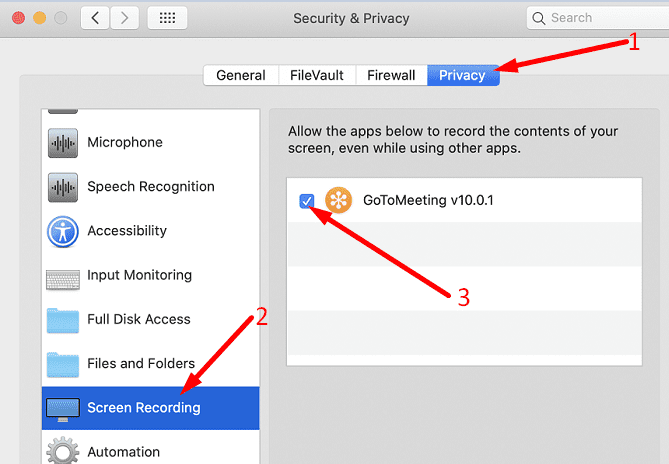 schermopname privacy-instellingen macOS