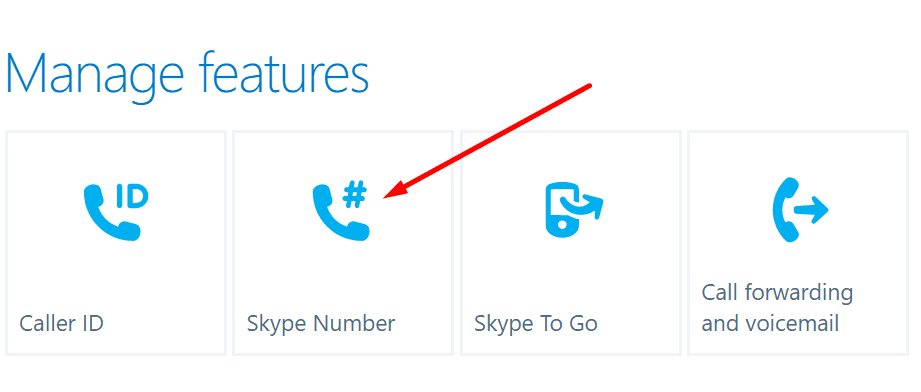 Skype-Funktionen verwalten Skype-Nummer