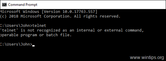 FIX Telnet ไม่รู้จักว่าเป็นคำสั่งภายในหรือภายนอก - Windows 10