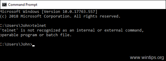 FIX Telnet tidak dikenali sebagai perintah internal atau eksternal - Windows 10