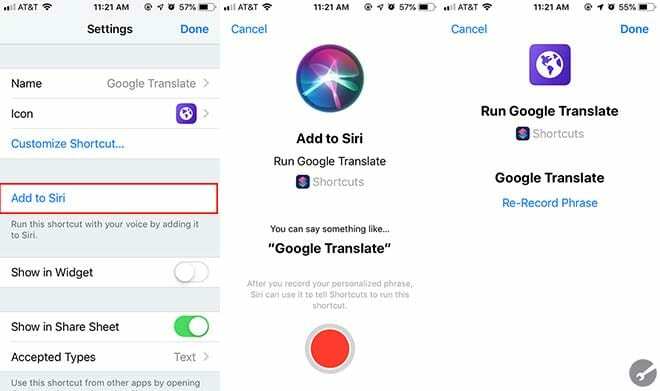 الاختصارات - إضافة إلى Siri