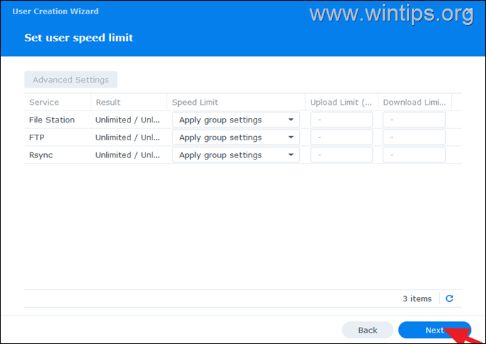 Synology fiók létrehozása