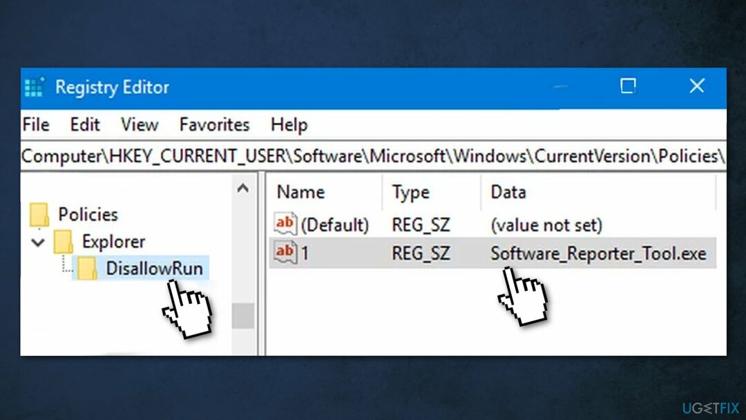 Blokirajte izvršavanje alata Software Reporter pomoću ključa DisallowRun