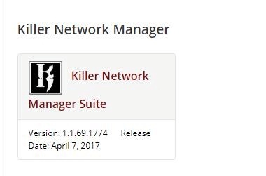 Изберете комплекта Killer Network Manager