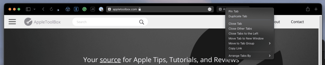 כיצד להצמיד לשוניות Safari ב-Mac - 1