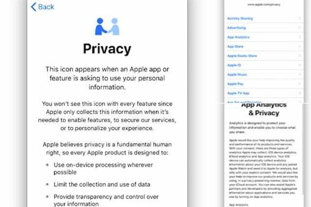 IOS 11.3. में Apple गोपनीयता सुविधाएँ