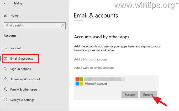 Entfernen Sie das Microsoft-Konto von Windows 10