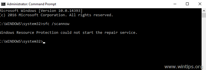 Защитата на ресурсите на Windows не можа да стартира услугата за ремонт 