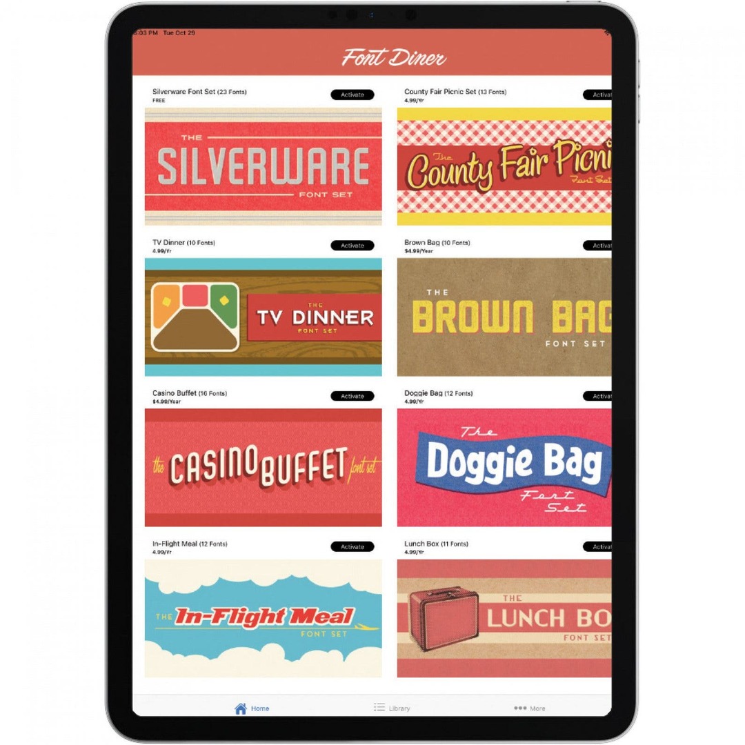 font Diner lietotne ipad pro