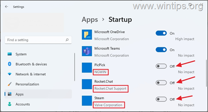 Deaktivieren Sie Start-Apps Windows 11
