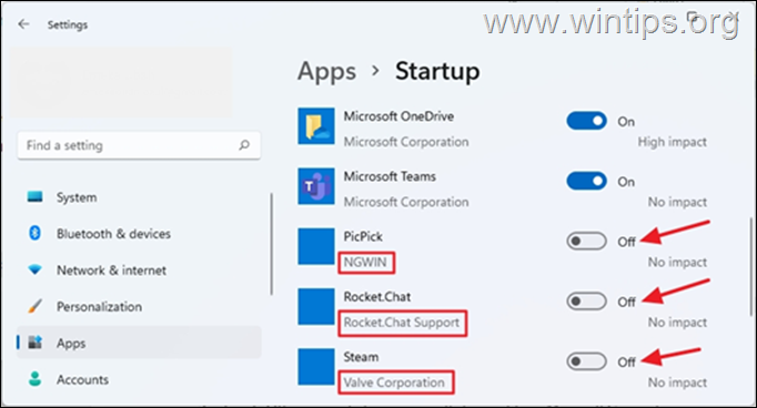 Deaktiver Startup Apps Windows 11