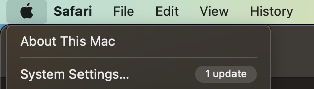 Snímka obrazovky zobrazujúca, ako vybrať Nastavenia systému na Macu