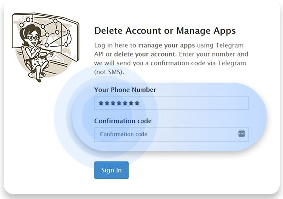 Telegram-accountautorisatie verwijderen Stap - 2