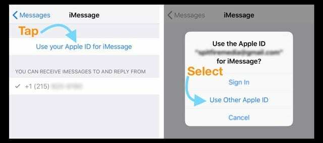 Másik Apple ID használata az iMessage-hez iPhone iOS 12 rendszeren