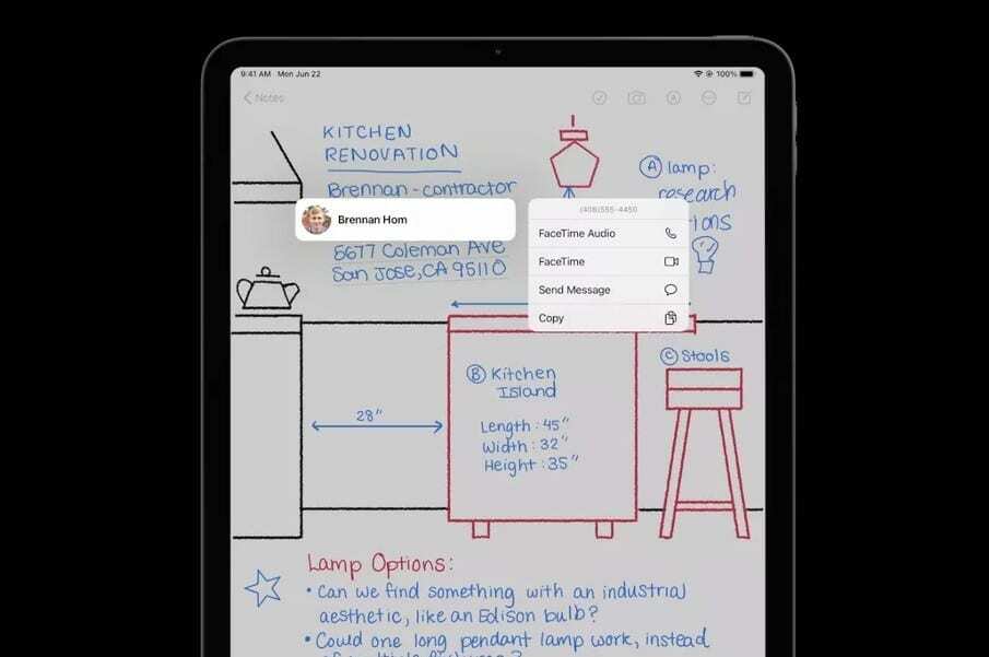 Kontakt podaci Scribble iPadOS 14