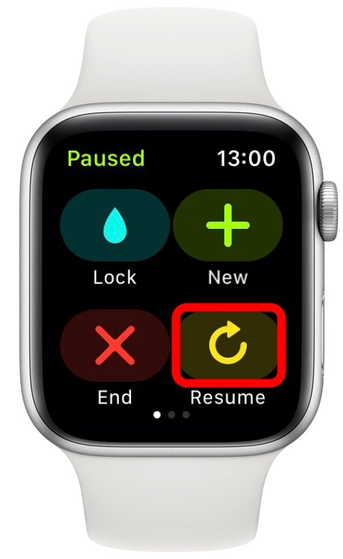 Tippe auf „Fortsetzen“, um dein Training auf der Apple Watch weiter zu verfolgen