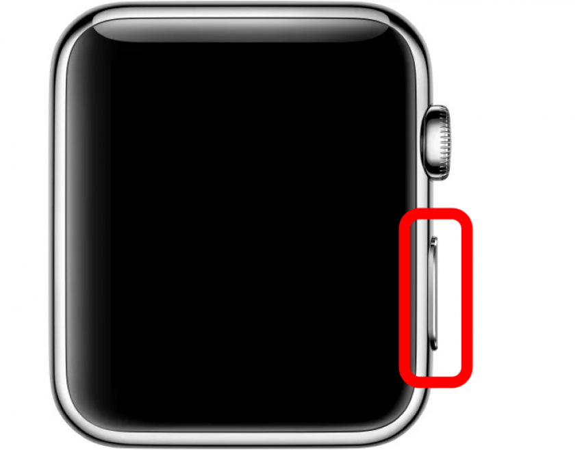 paspauskite ir palaikykite šoninį Apple laikrodžio mygtuką