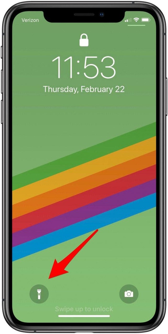 टॉर्च iPhone x लॉक स्क्रीन चालू करें