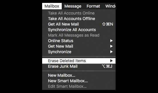 מחק פריטים שנמחקו מתיבת הדואר באפליקציית Mac Mail