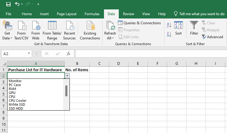Sådan laver du en rulleliste i Excel
