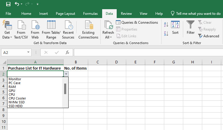 So erstellen Sie eine Dropdown-Liste in Excel