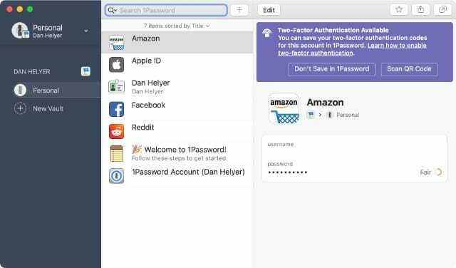 تطبيق 1Password Mac