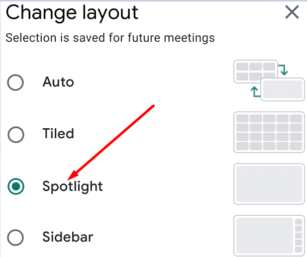 google meet enable spotlight