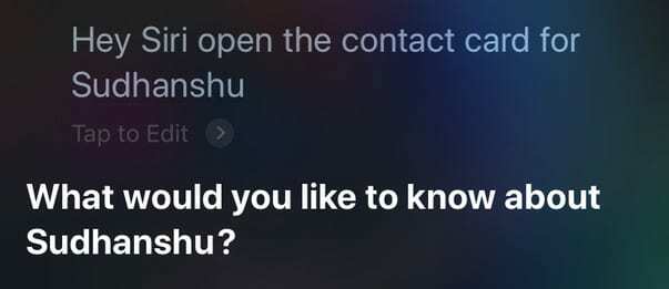 a siri nyisson meg egy névjegykártyát