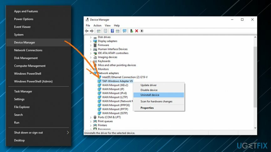 Деинсталирајте Тап-Виндовс Адаптер В9