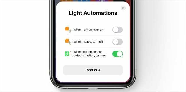 Apple Home 앱에서 제안된 자동화