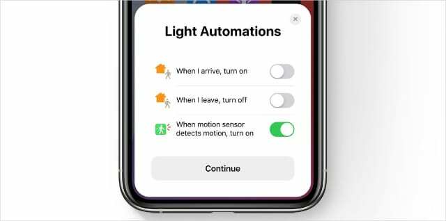 Automatización sugerida en la aplicación Apple Home