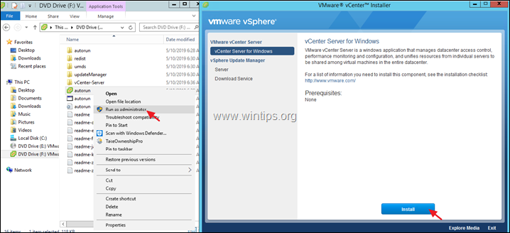 A vCenter Server 6.7 telepítése Windows rendszeren.
