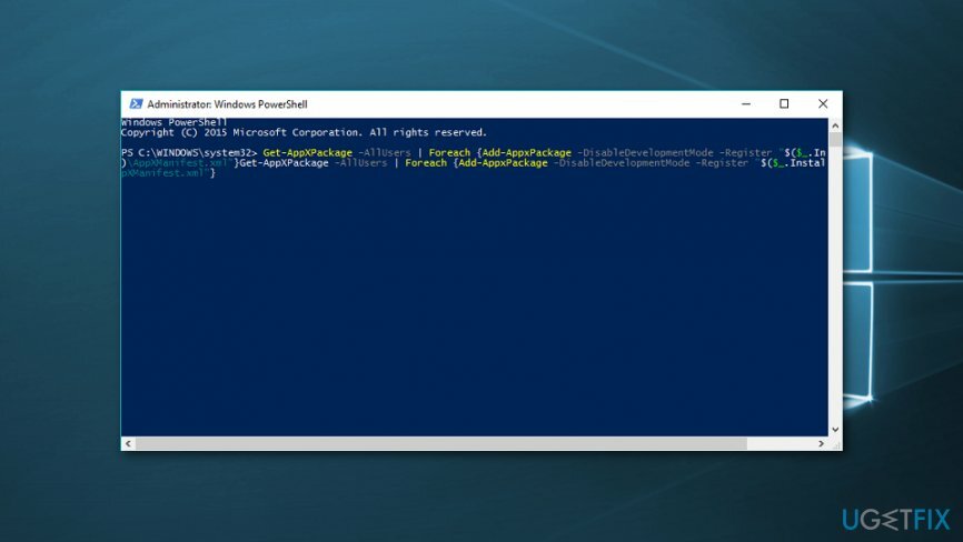 רישום מחדש יישומי Windows 10 באמצעות PowerShell