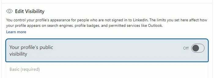 Tee LinkedIn-tilistä yksityinen