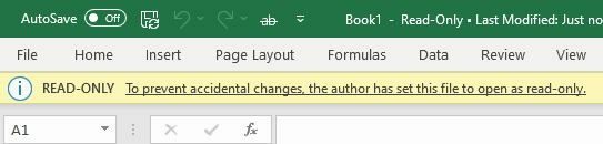 Μήνυμα Excel μόνο για ανάγνωση
