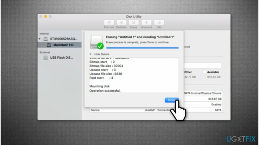 Terminez le formatage de votre disque externe sur Mac