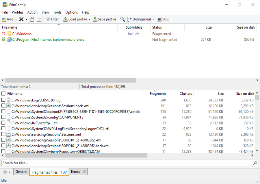 WinContig - Nejlepší software pro defragmentaci disku