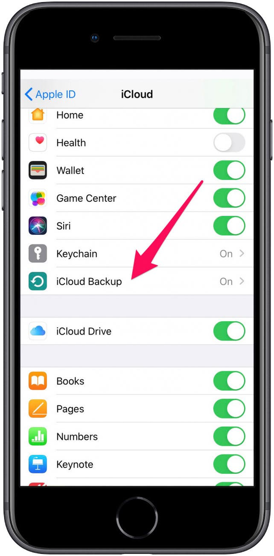 atingeți backup icloud