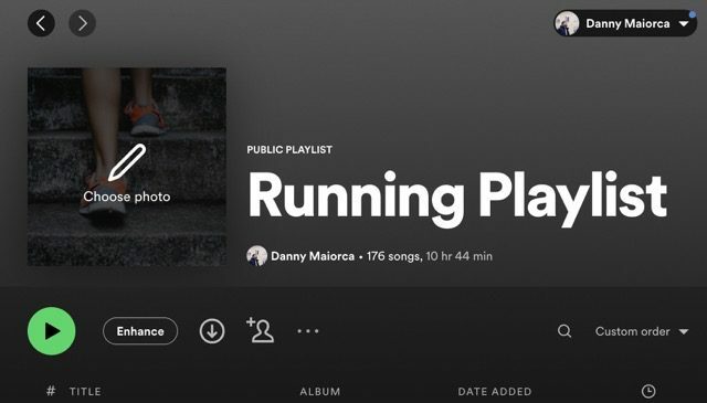 Captura de tela mostrando como alterar uma foto da lista de reprodução do Spotify no seu Mac