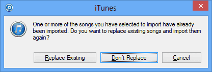 iTunes-prompt om at erstatte