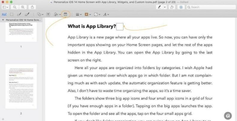 Přidávání poznámek do PDF pomocí nástroje Náhled na Macu
