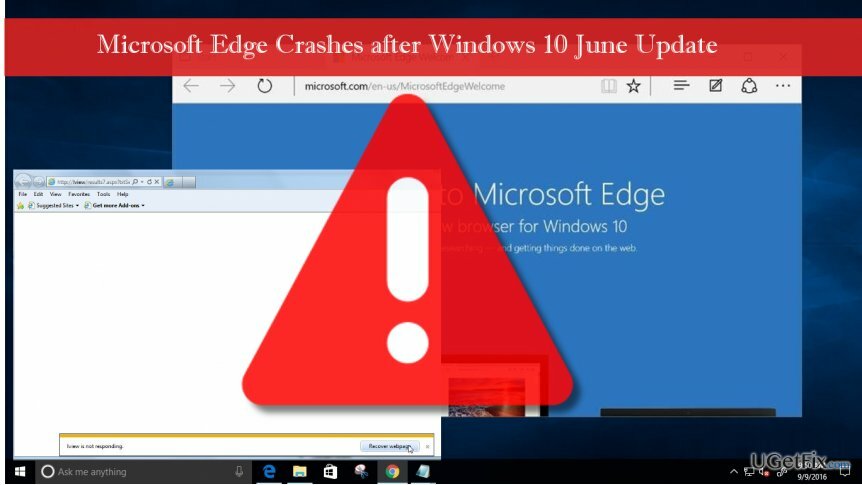 που απεικονίζει σπασμένο Microsoft Edge