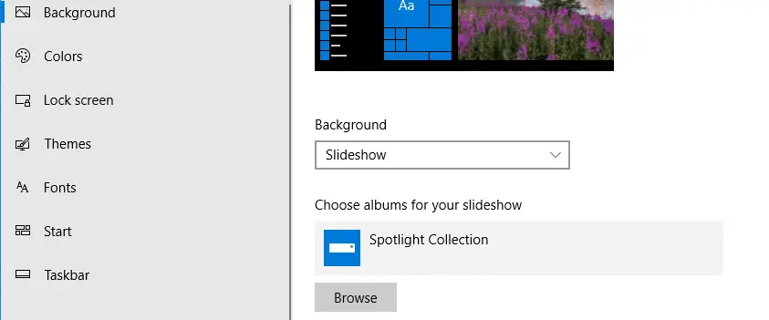 Käytä Windows Spotlightia työpöydän taustakuvan diaesityksenä