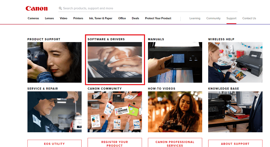 Canon - პროგრამული უზრუნველყოფა და დრაივერები