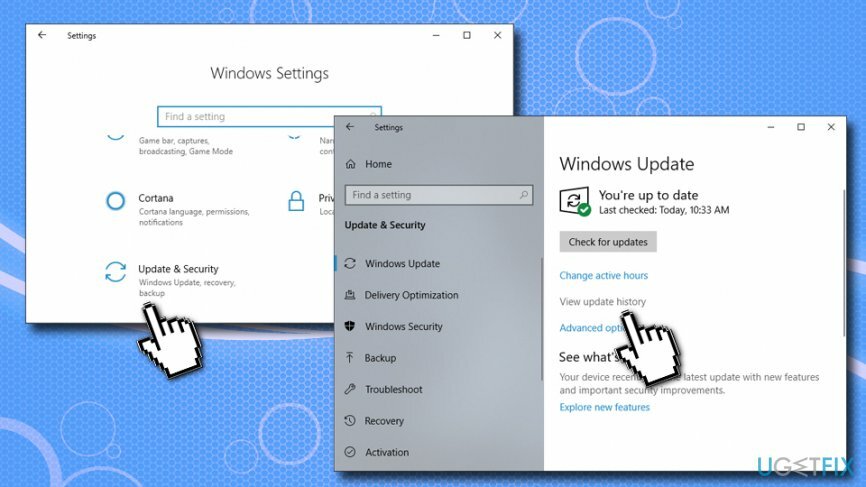 Buka riwayat Pembaruan Windows