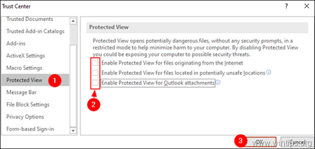 Deshabilitar la vista protegida de PowerPoint