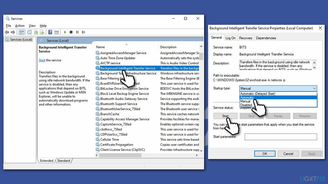 Verificați serviciile de actualizare Windows