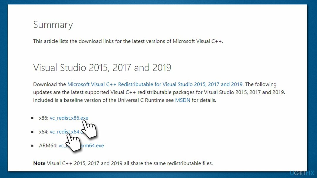 ხელახლა დააინსტალირეთ Microsoft Visual C++ Redistributable
