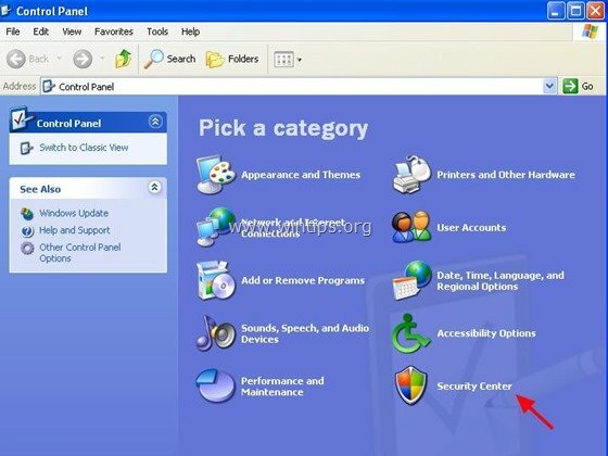 windows-xp- مركز الأمن